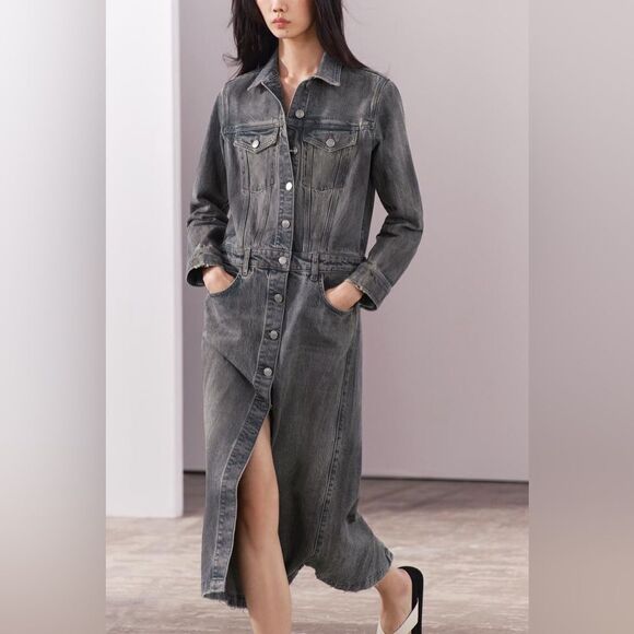 ZARA DENIM SHIRTDRESS ZW COLLECTION - Picture 12 of 15
